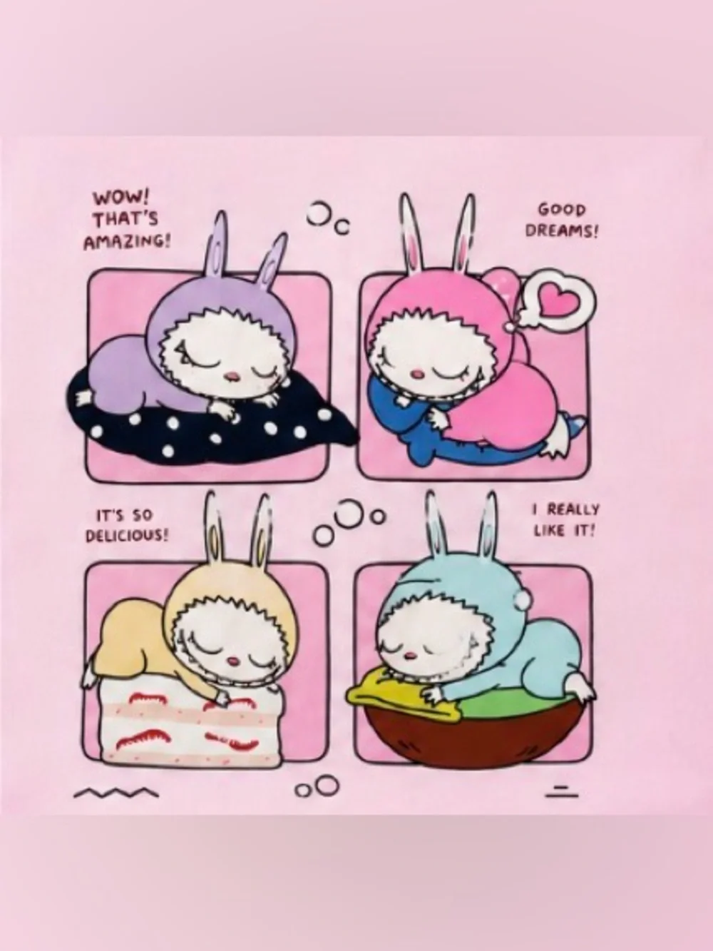 Cute Sleeping Bunny Cartoon Tote Bag 13” x 14” Reusable Canvas Shoulder Bag